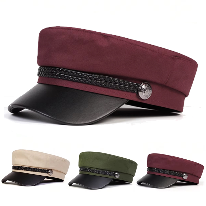 Snapback Hat Flat - Unisex White Buckle Military Hats Flat
