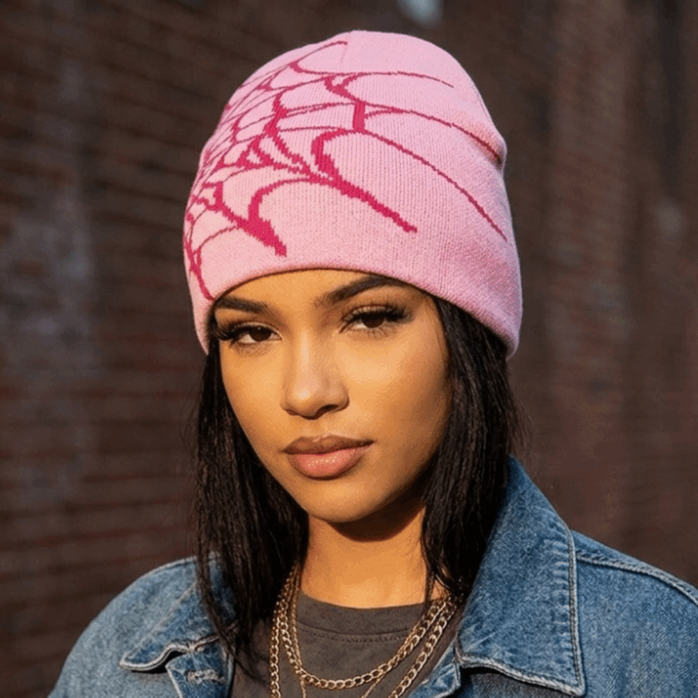 Y2K Soft Spider Web Pattern Be - đánh giá và giá Beanie Cuffed Knit