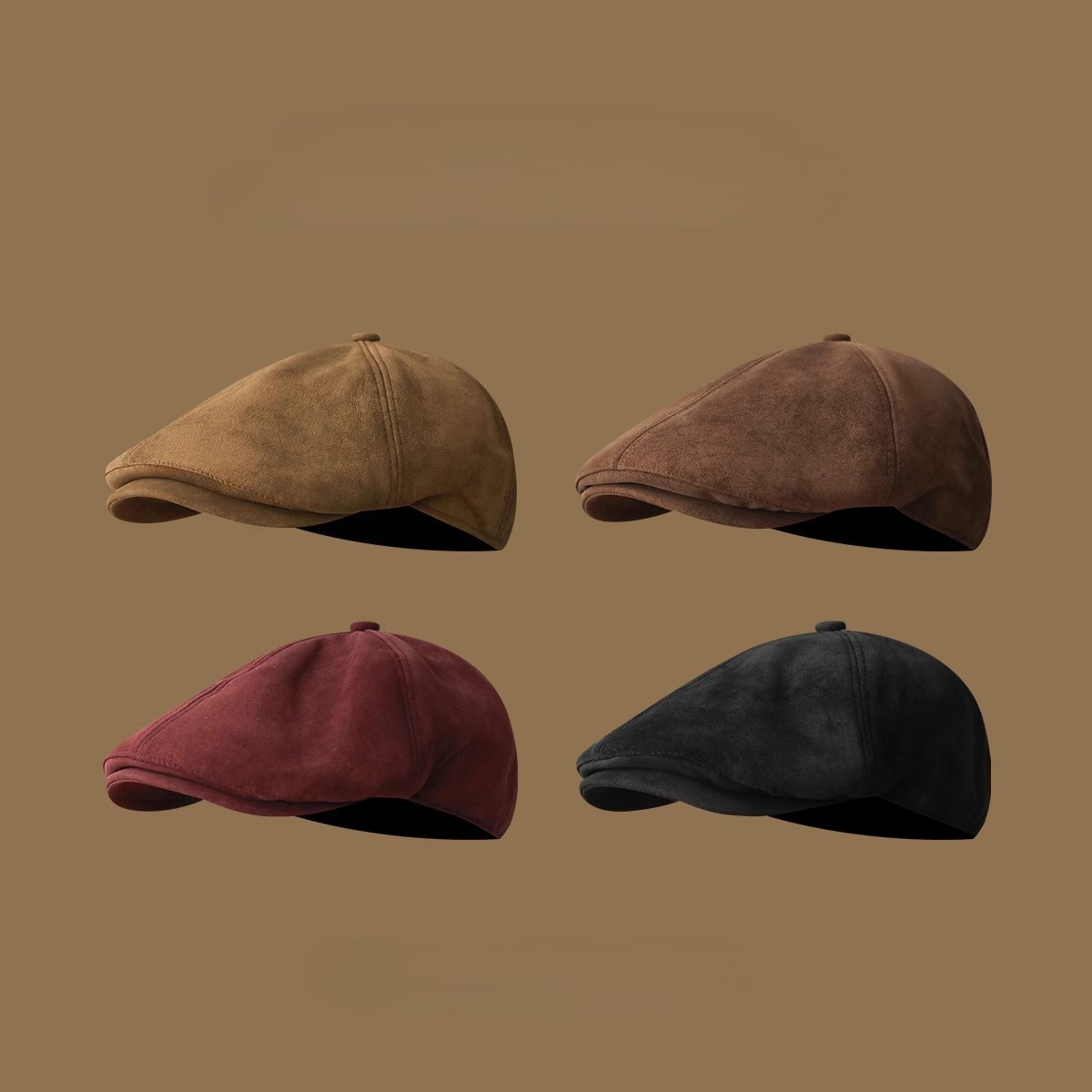 Vintage Suede Newsboy Cap Men  - đánh giá và giá Snapback Hat Flat