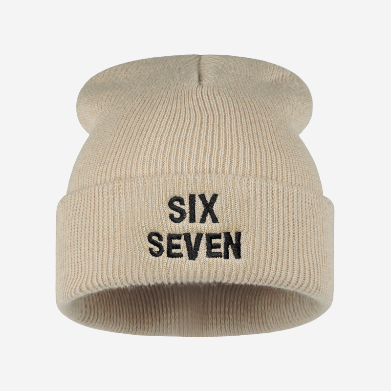 SIX SEVEN Letter Embroidered K - đánh giá và giá Beanie Cuffed Knit